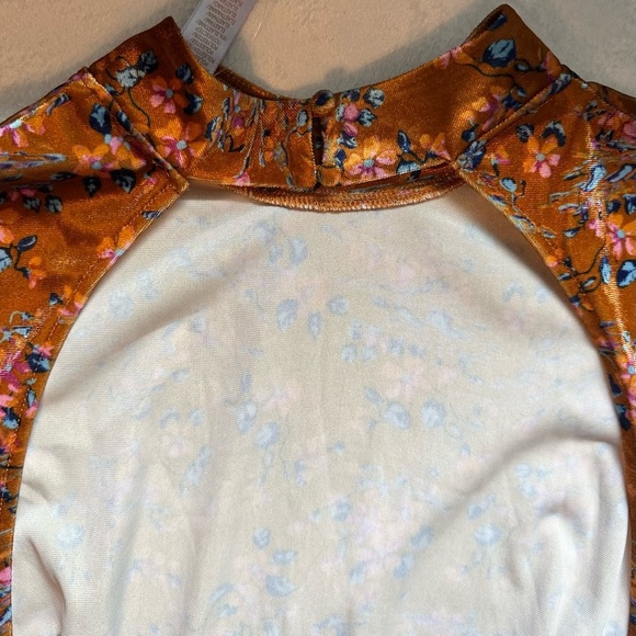 NEW Savage Fenty Psychedelic Velvet Slip Mini Dress Open Back M Orange Floral - Picture 10 of 14